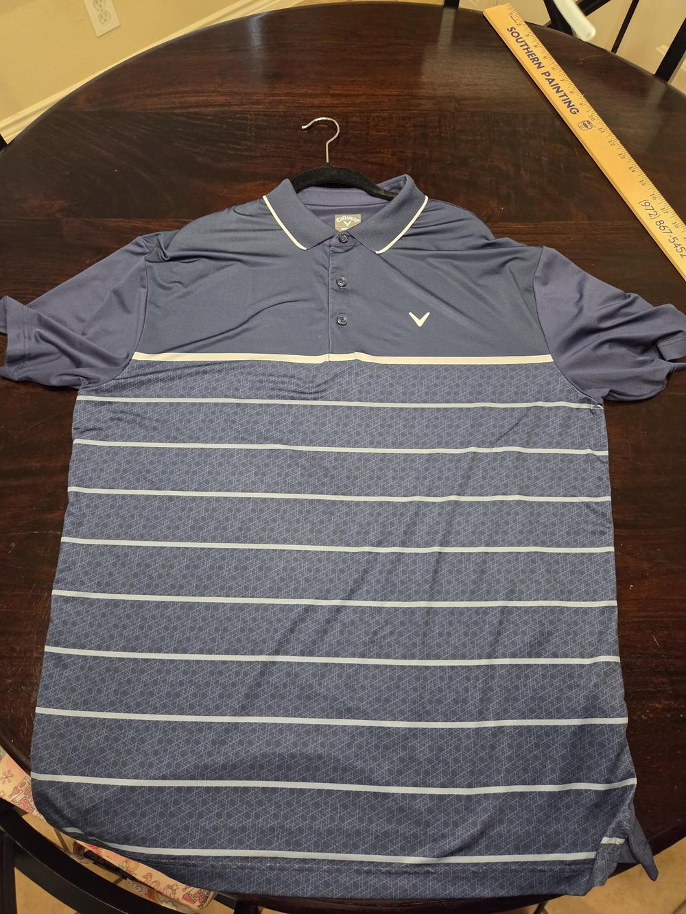Callaway Men’s Navy Blue Striped Golf Polo